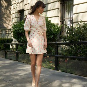 Reformation Olince Dress size L in pink polka dots